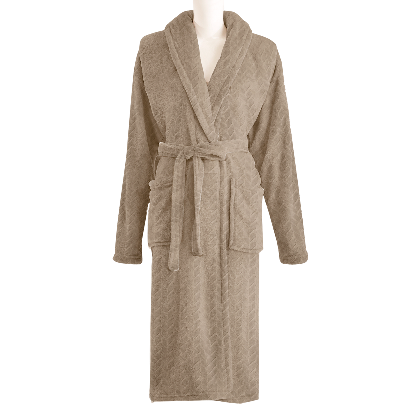 Plush Herringbone Embossed Bathrobe, 42"