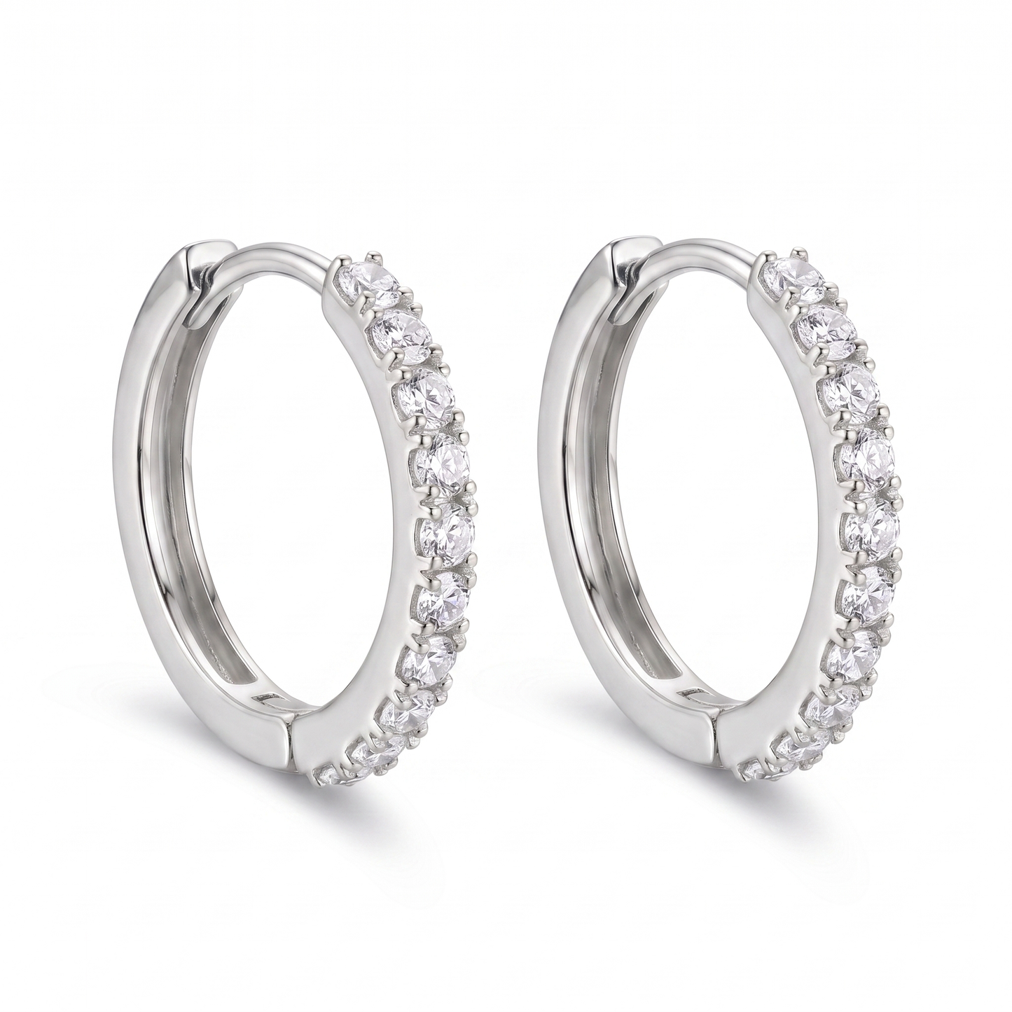 CZ Huggie Hoop Earring - Silver