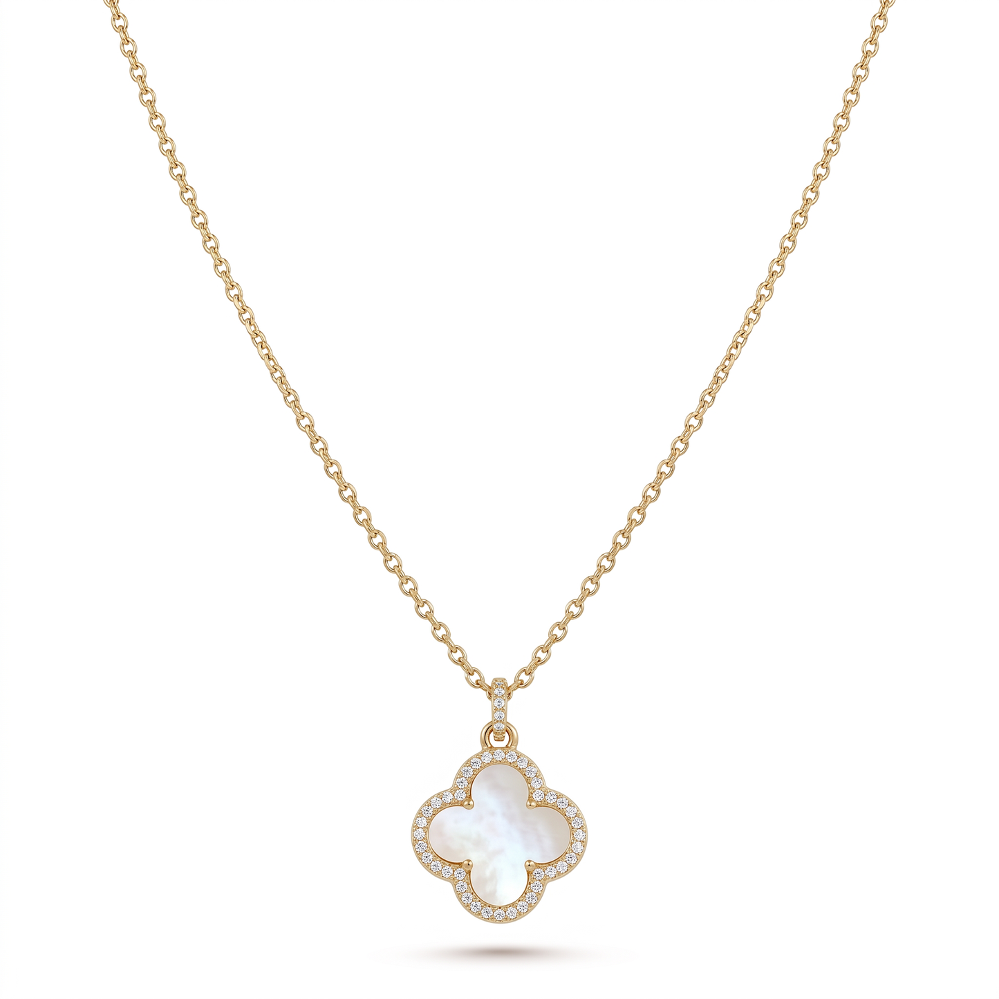 White Clover Pendant Necklace - Gold