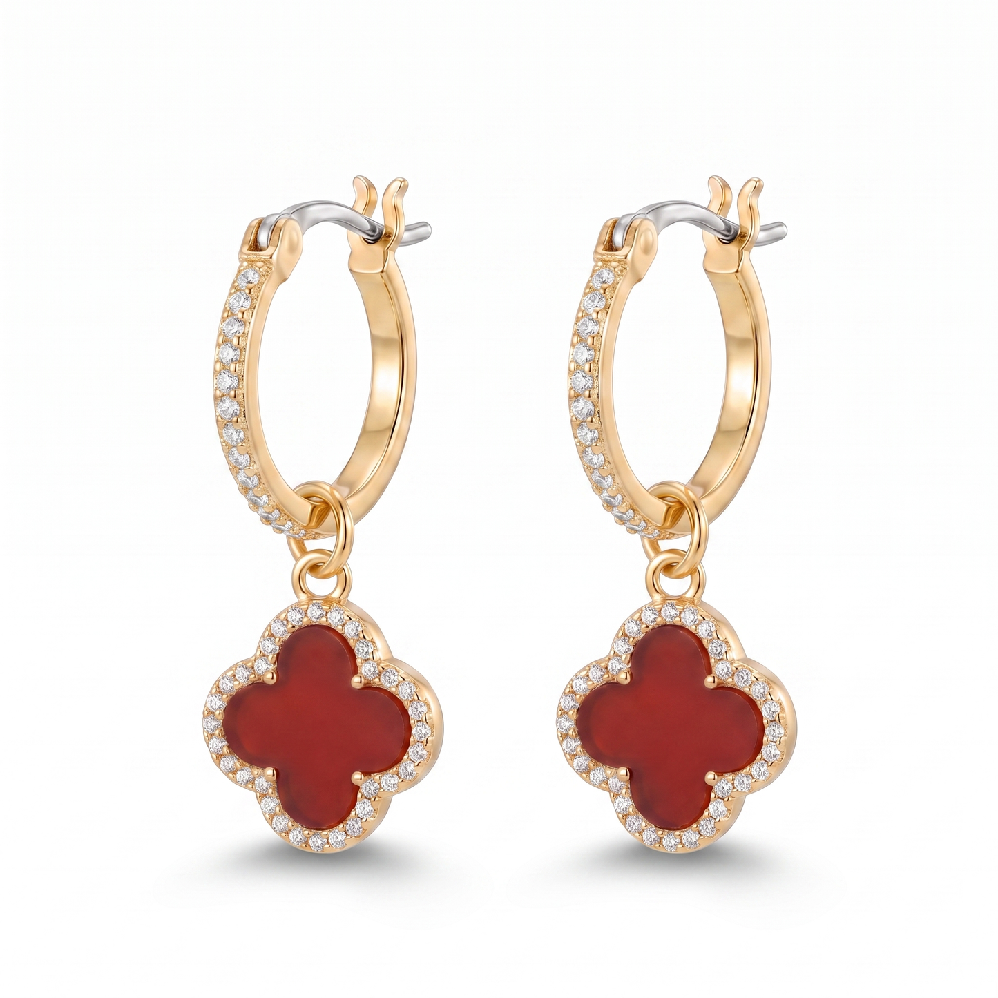 Red Clover Drop Earring - Gold