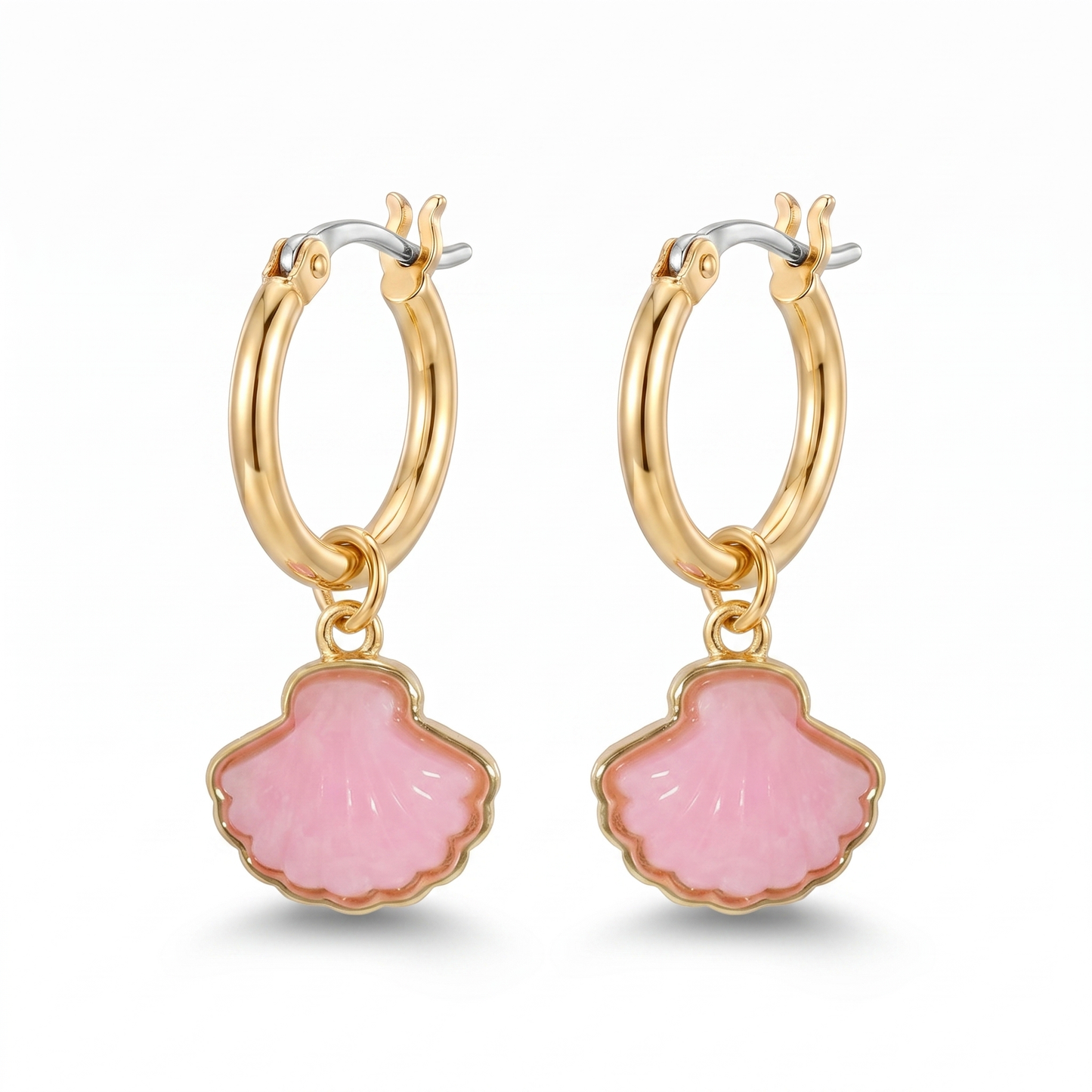 Pink Shell Drop Earring - Gold