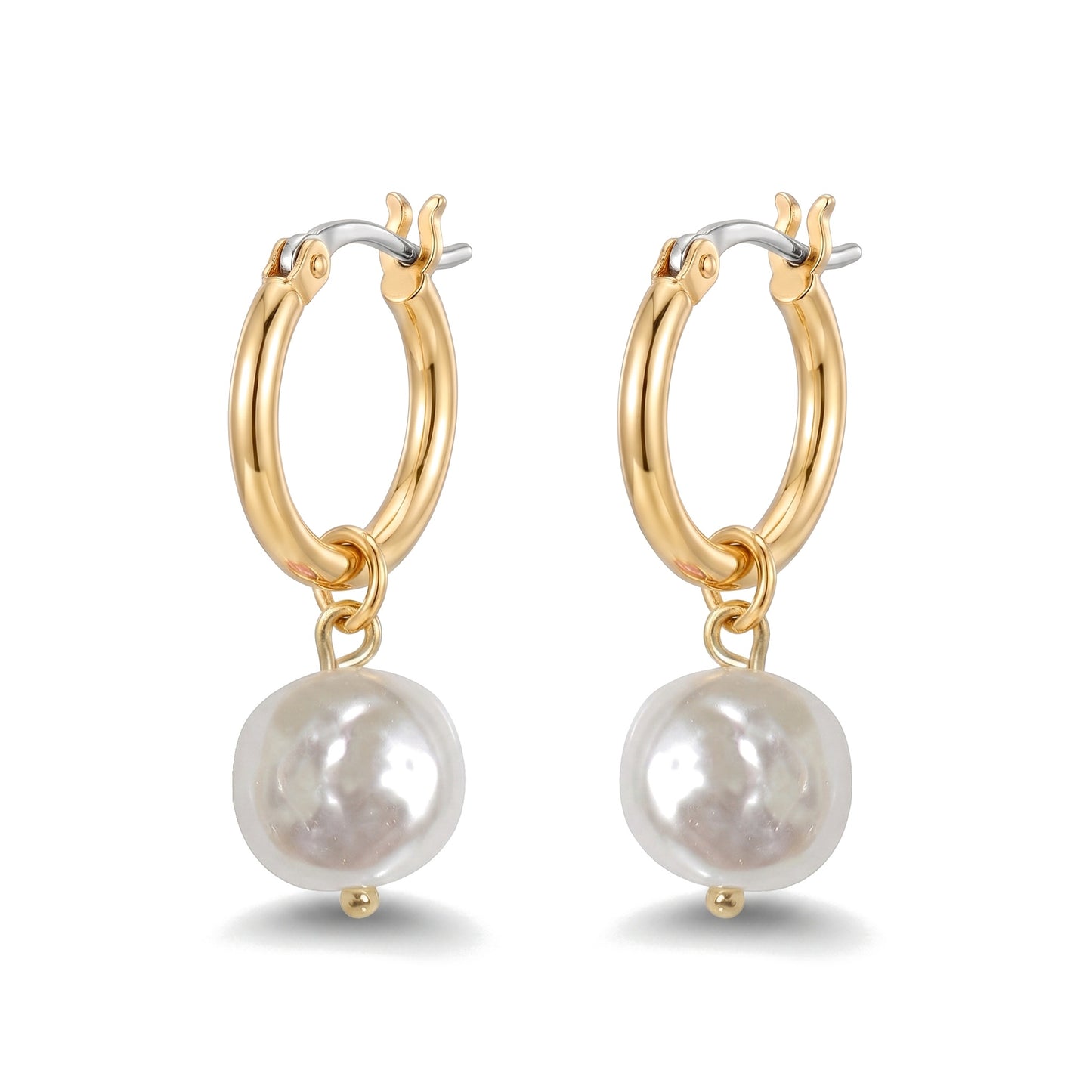 Round Pearl Drop Earring - Gold