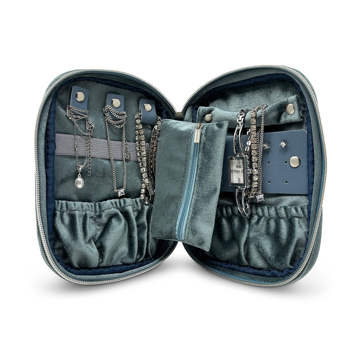 Lina Velvet Jewelry Case with Zipper Closure