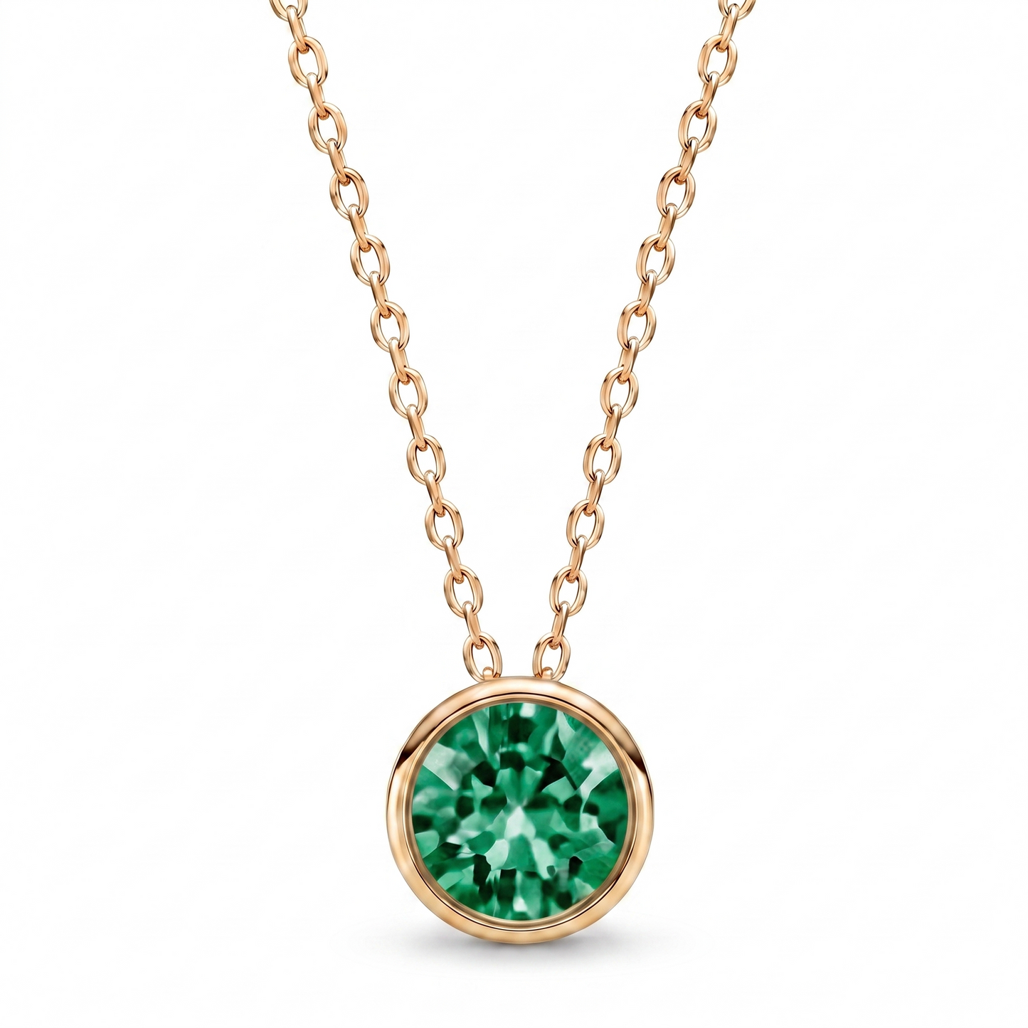 Luxe Bezel Pendant Necklace - Emerald Green