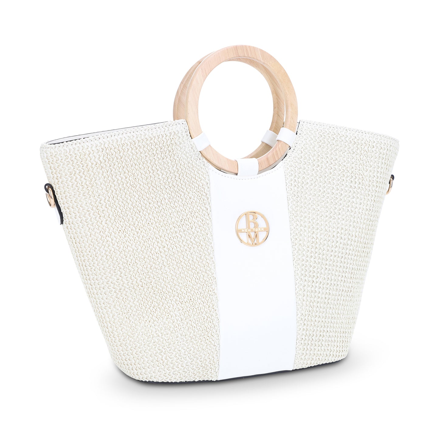 St. Barts Straw Tote with Round Wooden Handles