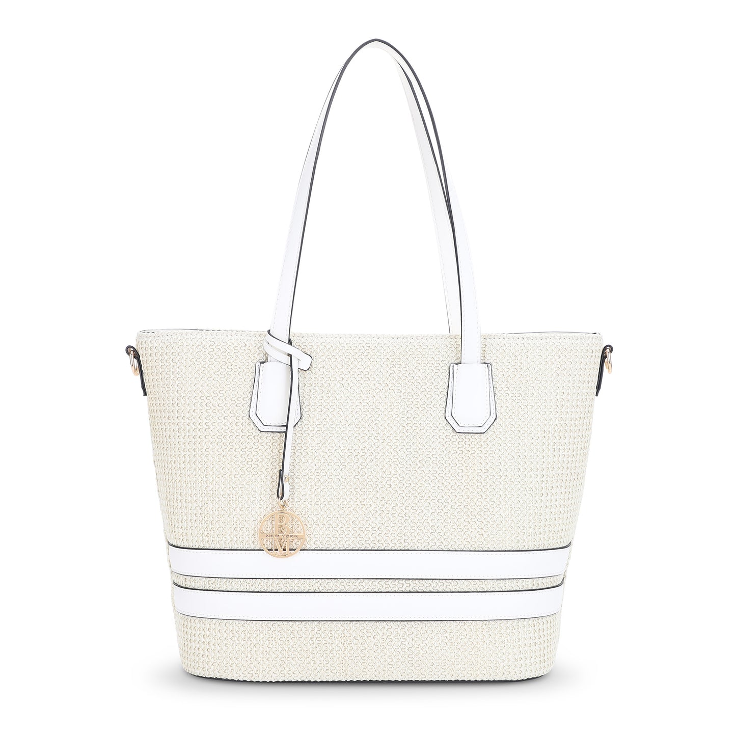 St. Barts Straw Tote with Hanging Logo Charm