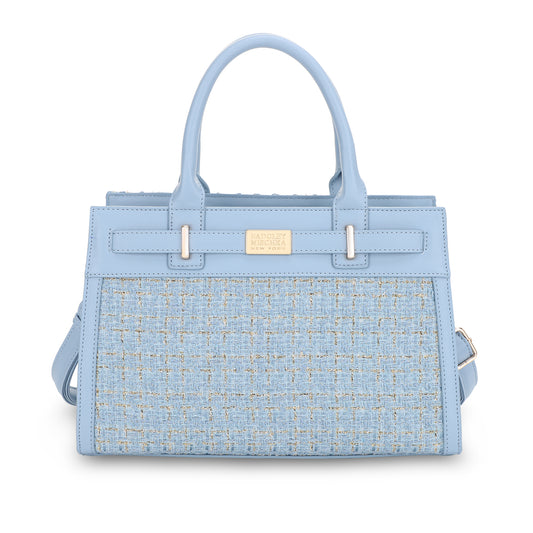 The Tara Tweed Large Satchel - Blue
