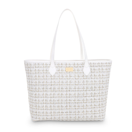 The Tara Tweed Tote - White