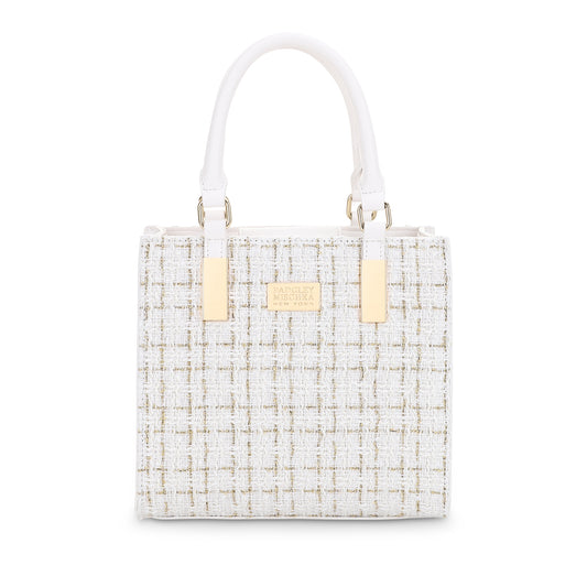 The Tara Tweed Satchel - White