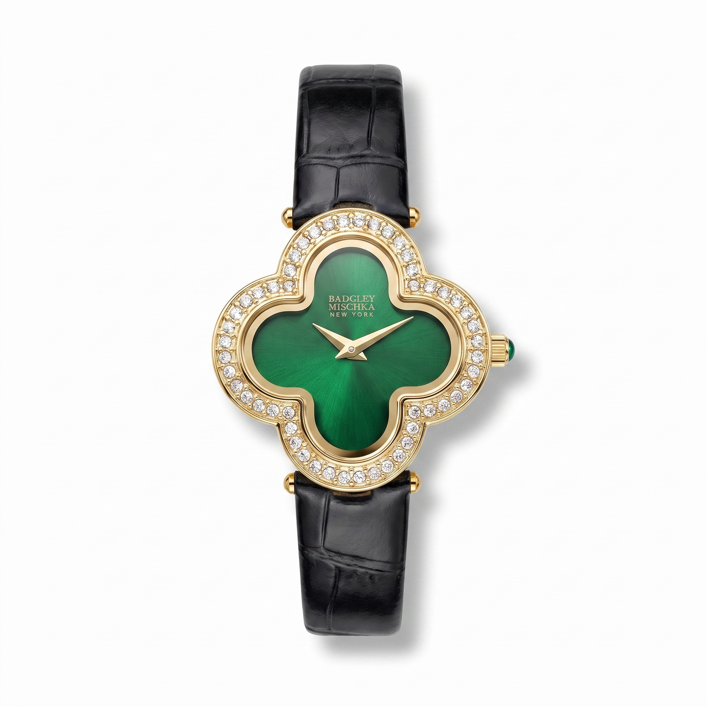Green Clover Watch with Black Strap