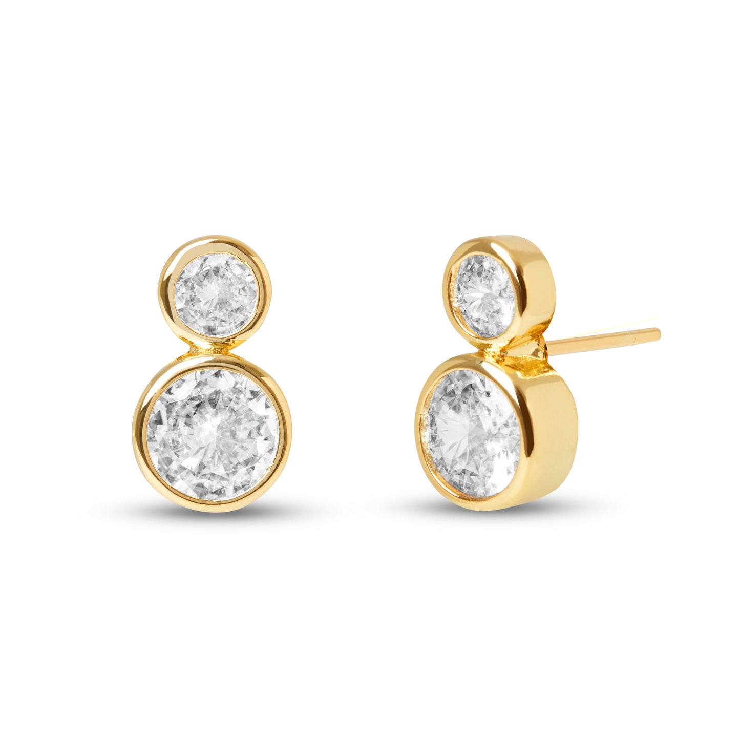 Classic Bezel Double Stone Earrings