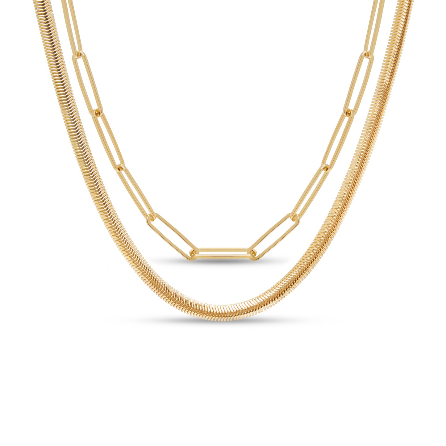 Gold Double Strand Paperclip Necklace