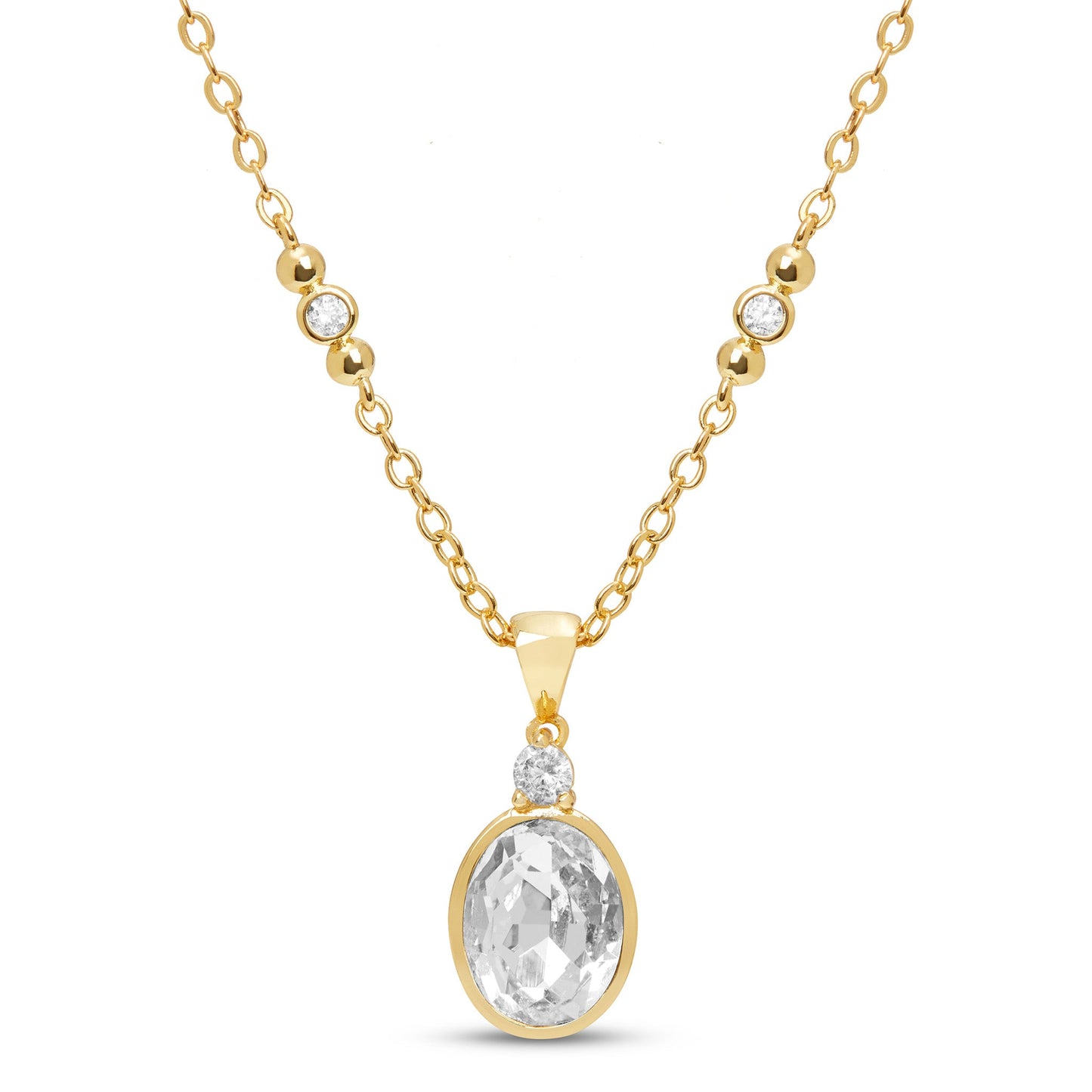Classic Oval Bezel Stone Necklace