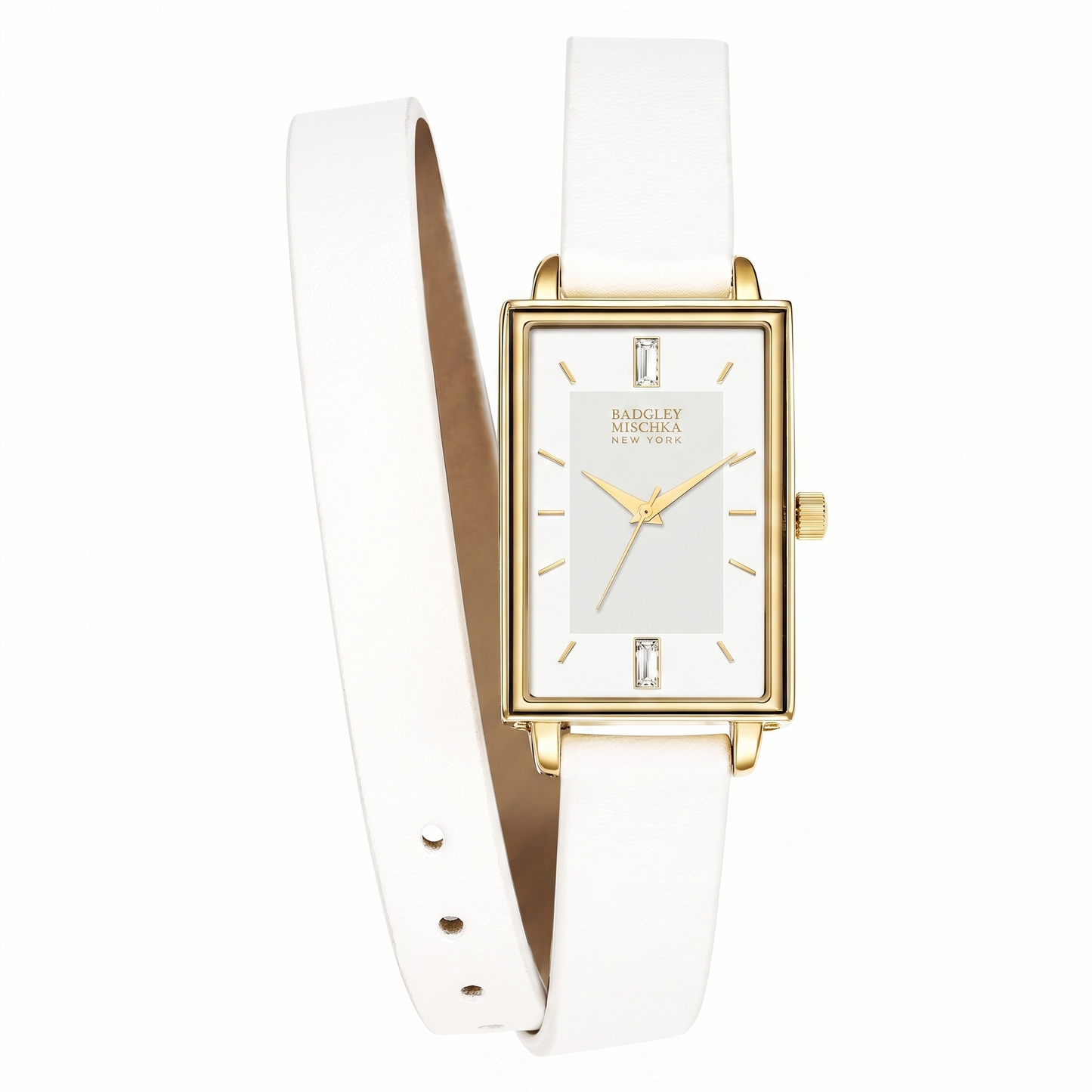 Amelia Double Strap Rectangle Watch - White