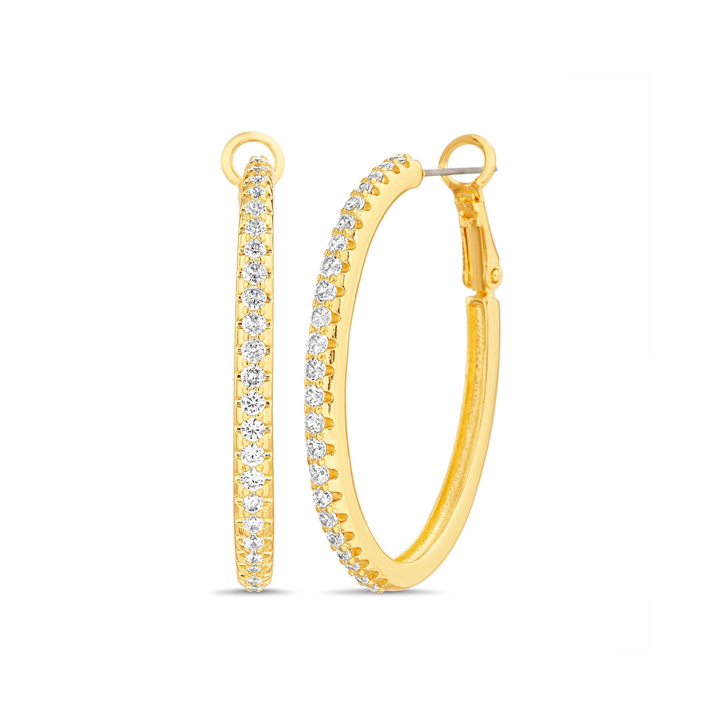 Click Top Cubic Zirconia Hoop Earrings