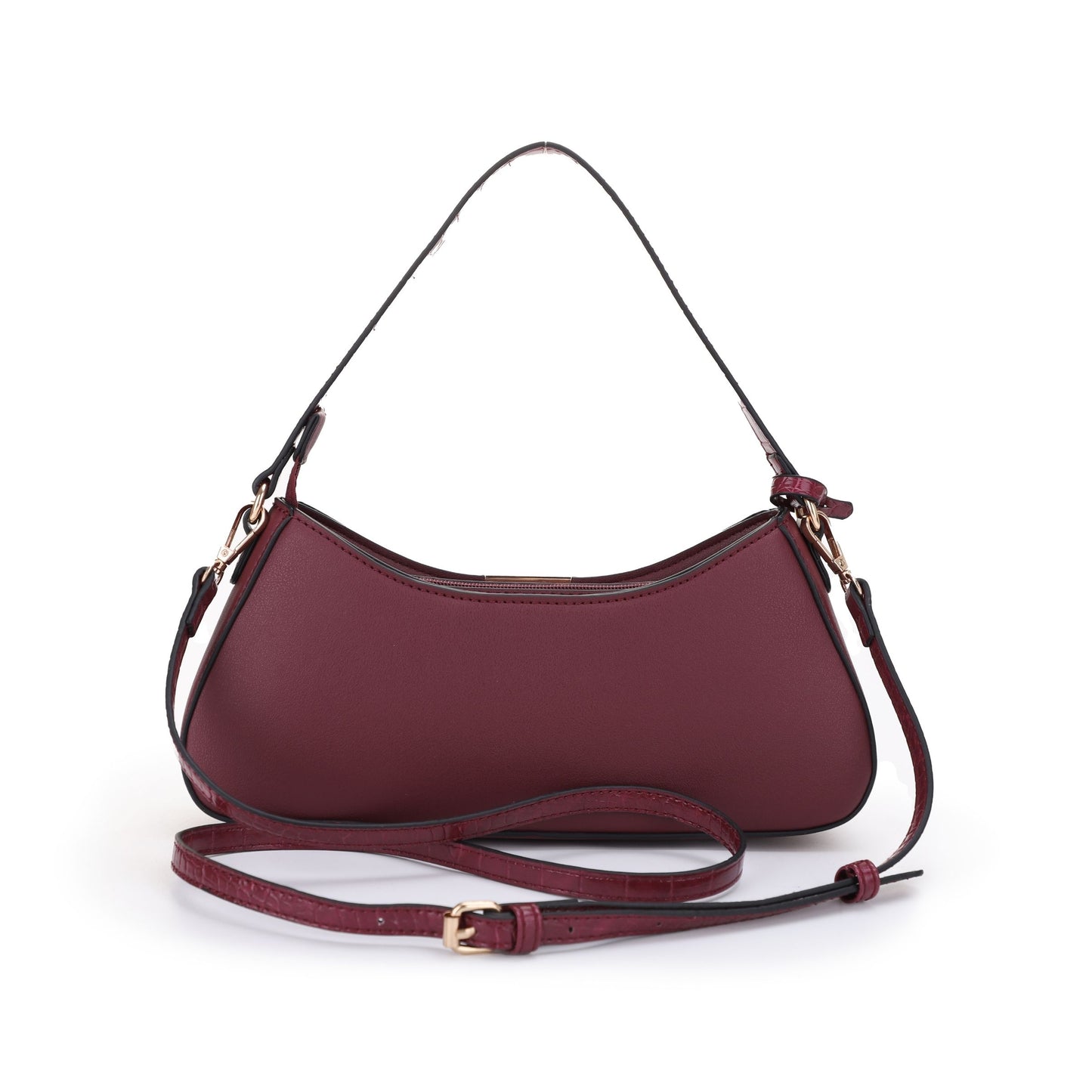 The Margaurite Baguette Bag with Croc Trim and Removable Shoulder Strap