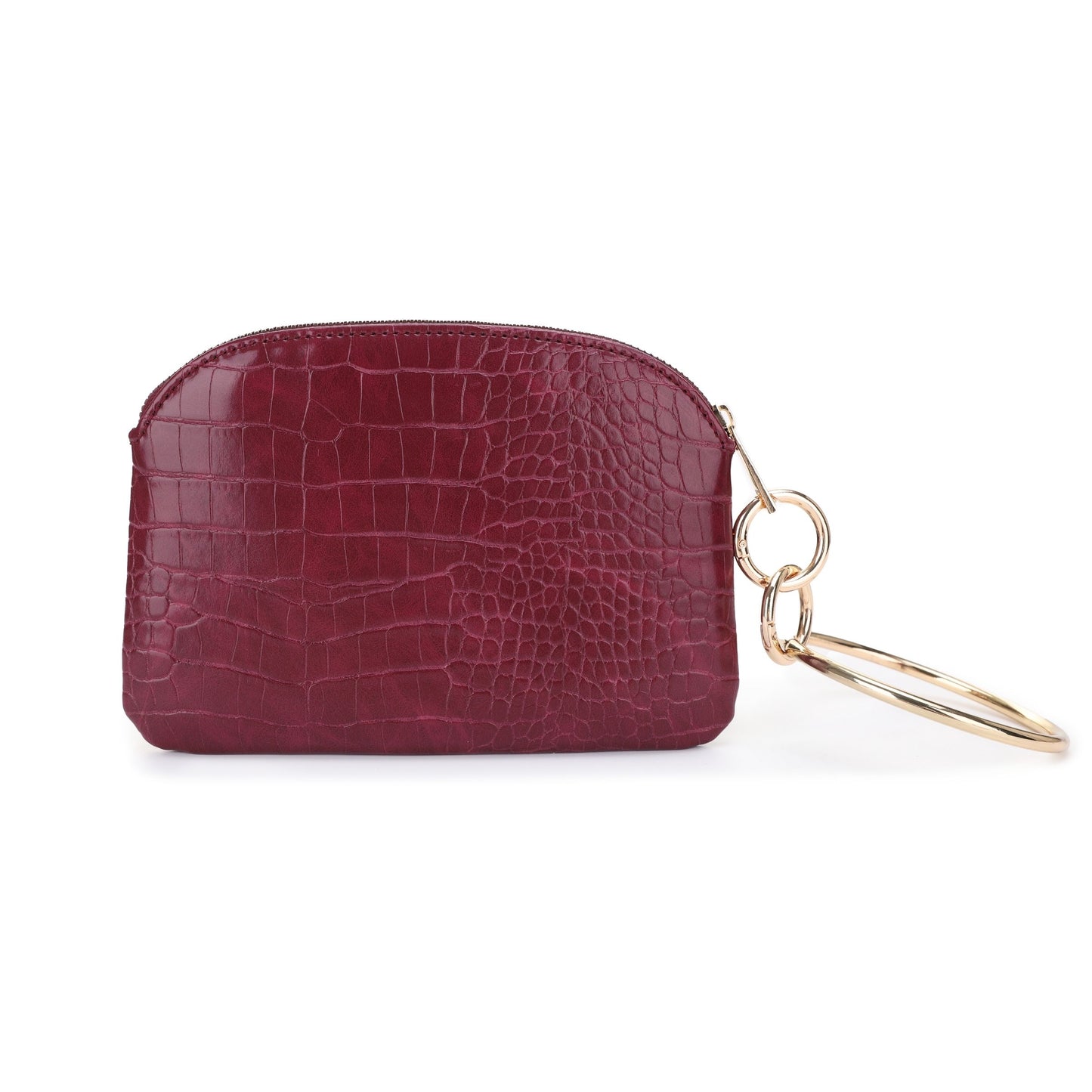 The Margaurite Croc Zip Pouch with Gold O rings