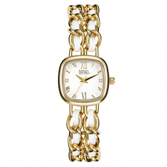 Tara Luxe Chain Watch - White