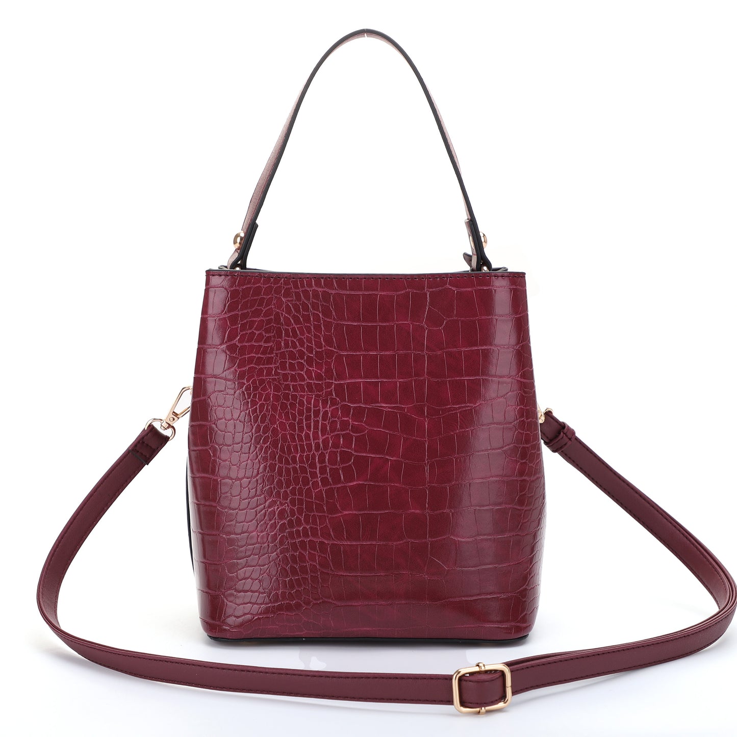 The Margaurite Croc Bucket Bag with Removable Shoulder Strap
