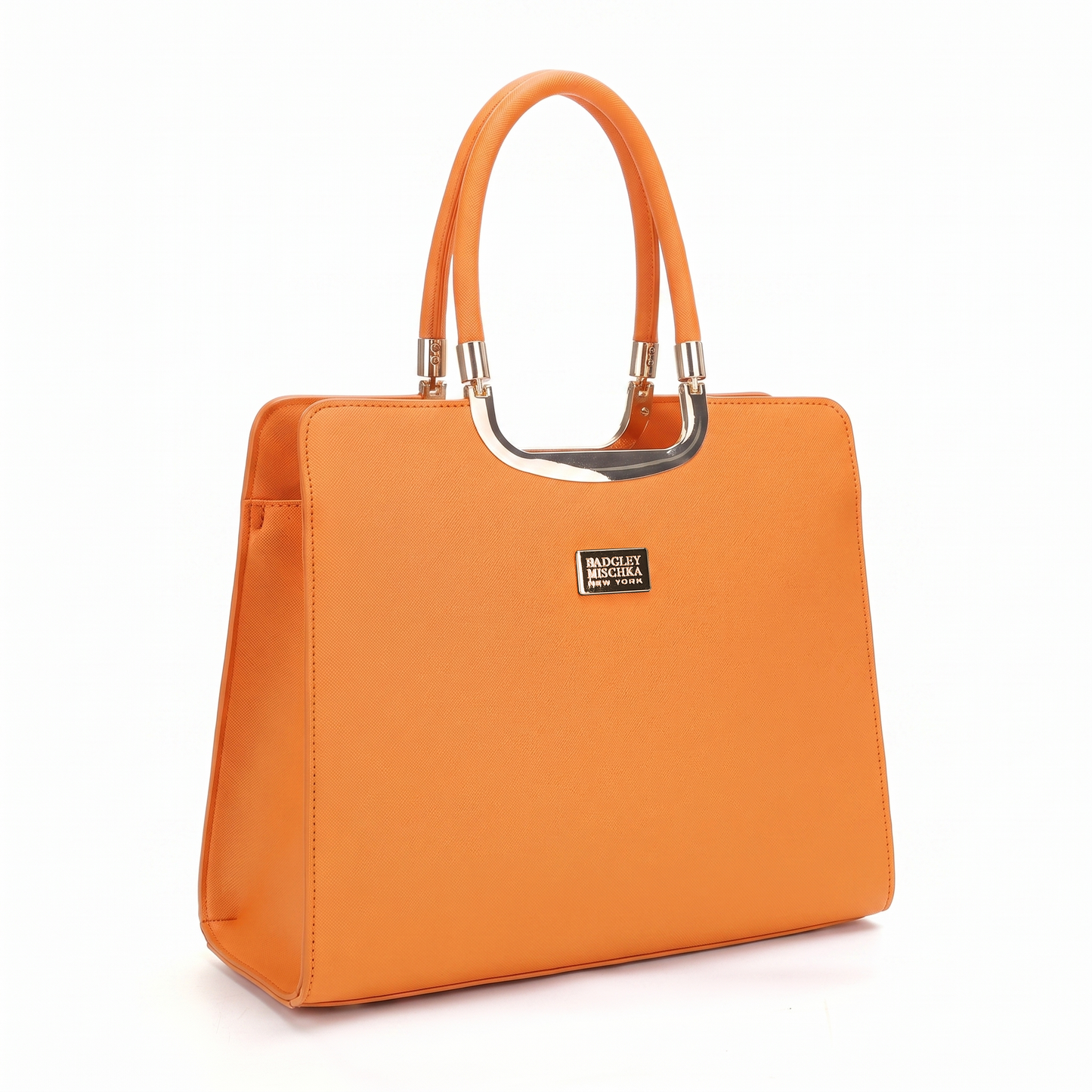 Louise Saffiano Large Satchel - Orange, side