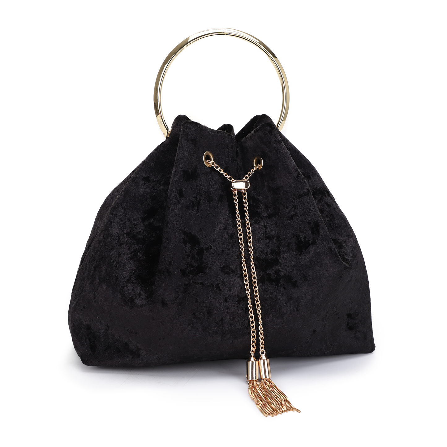 Velvette Bucket Bag - Black
