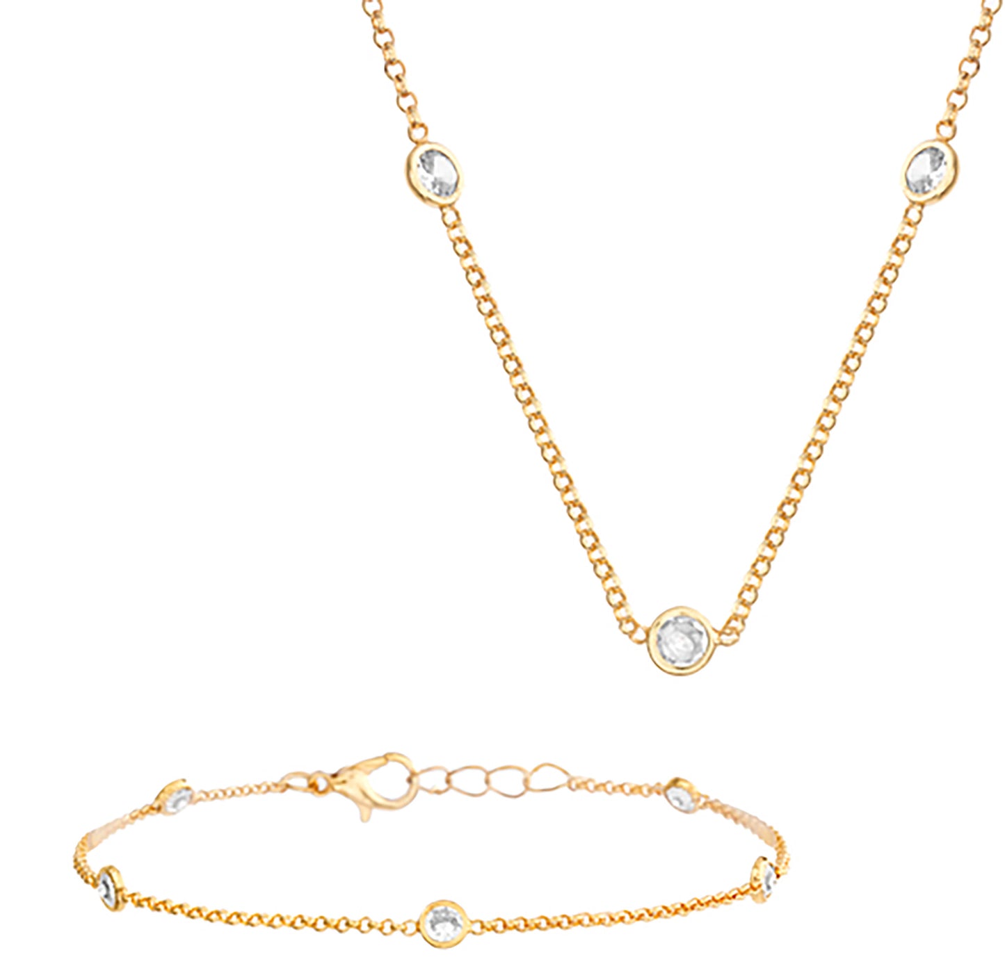 Cubic Zirconia Station 16" Necklace & 7.5" Bracelet Set