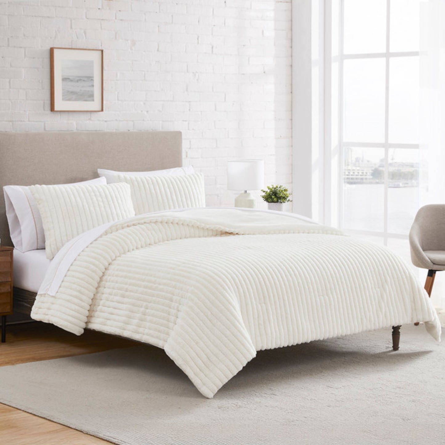 3pc Faux Rabbit Queen Comforter