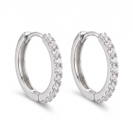 CZ Huggie Hoop Earring - Silver