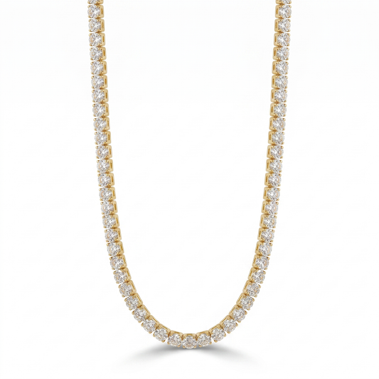 CZ Stud Chain Necklace - Gold