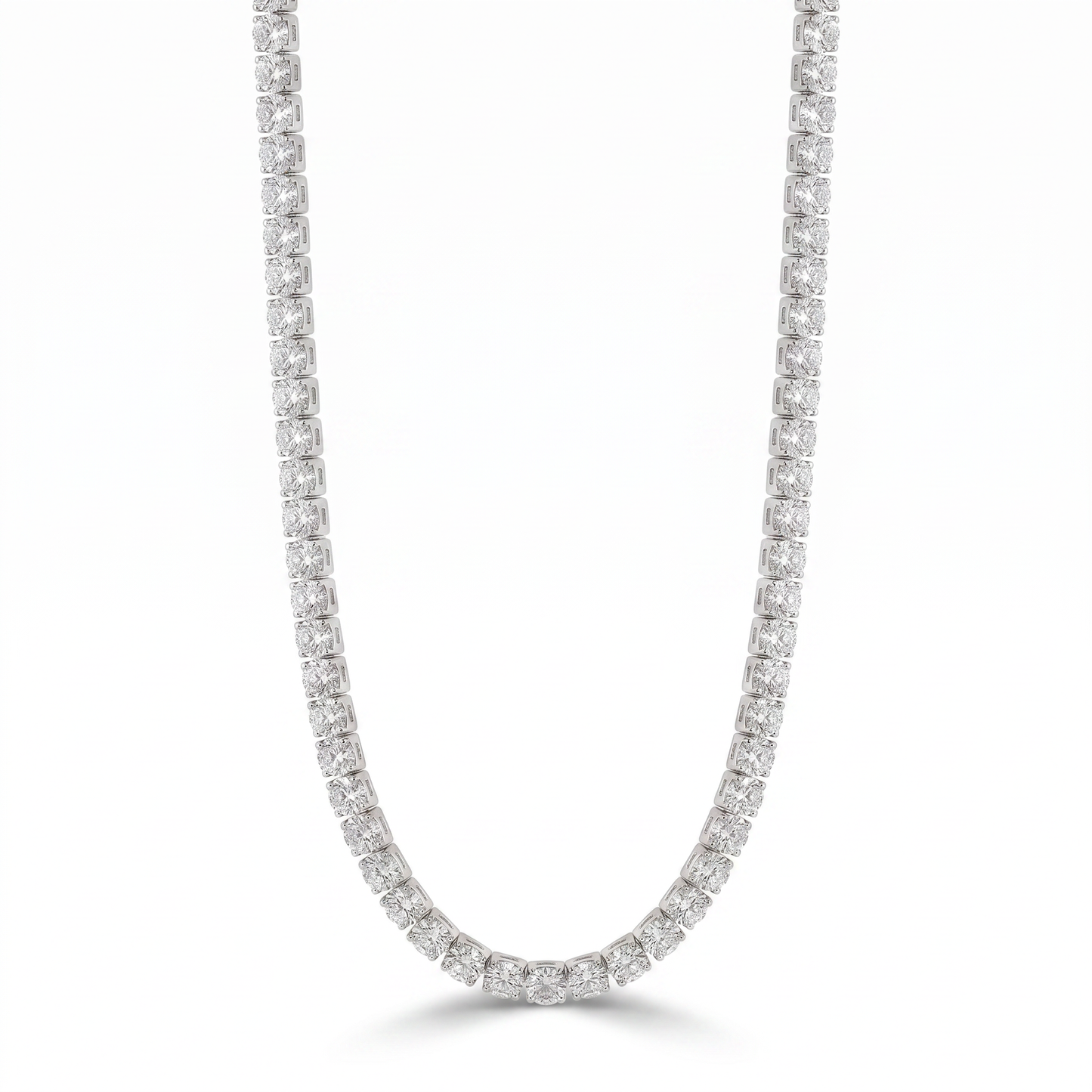 CZ Stud Chain Necklace - Silver