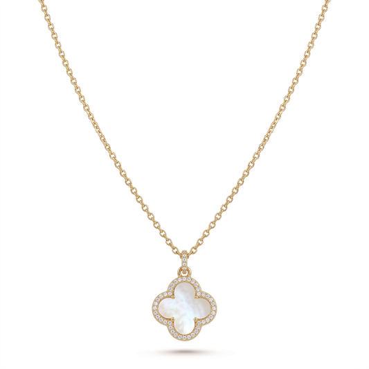White Clover Pendant Necklace - Gold