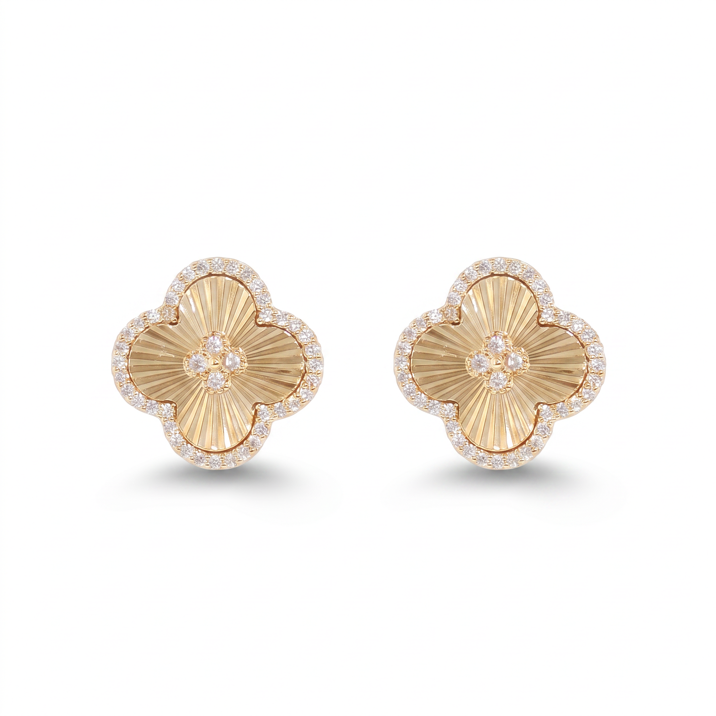 Crystal Clover Post Earring - Gold