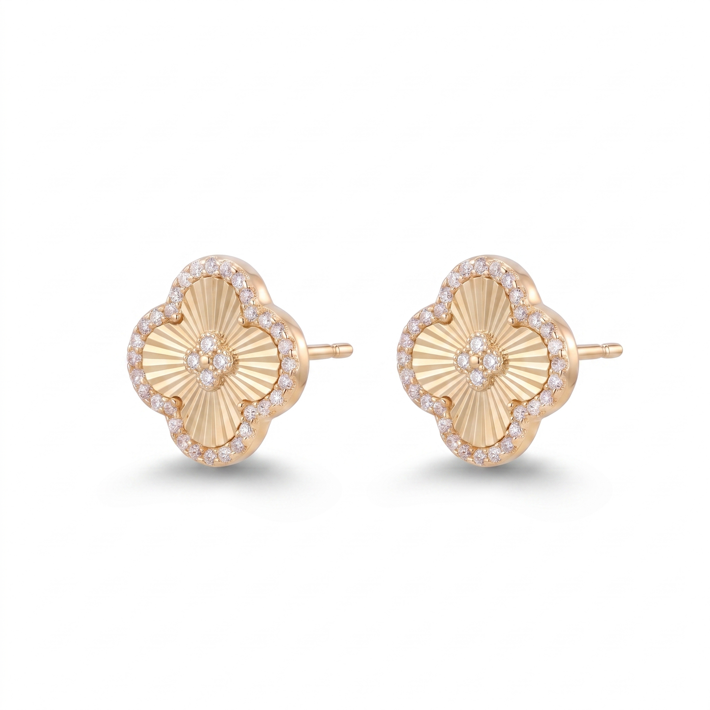 Crystal Clover Post Earring - Gold