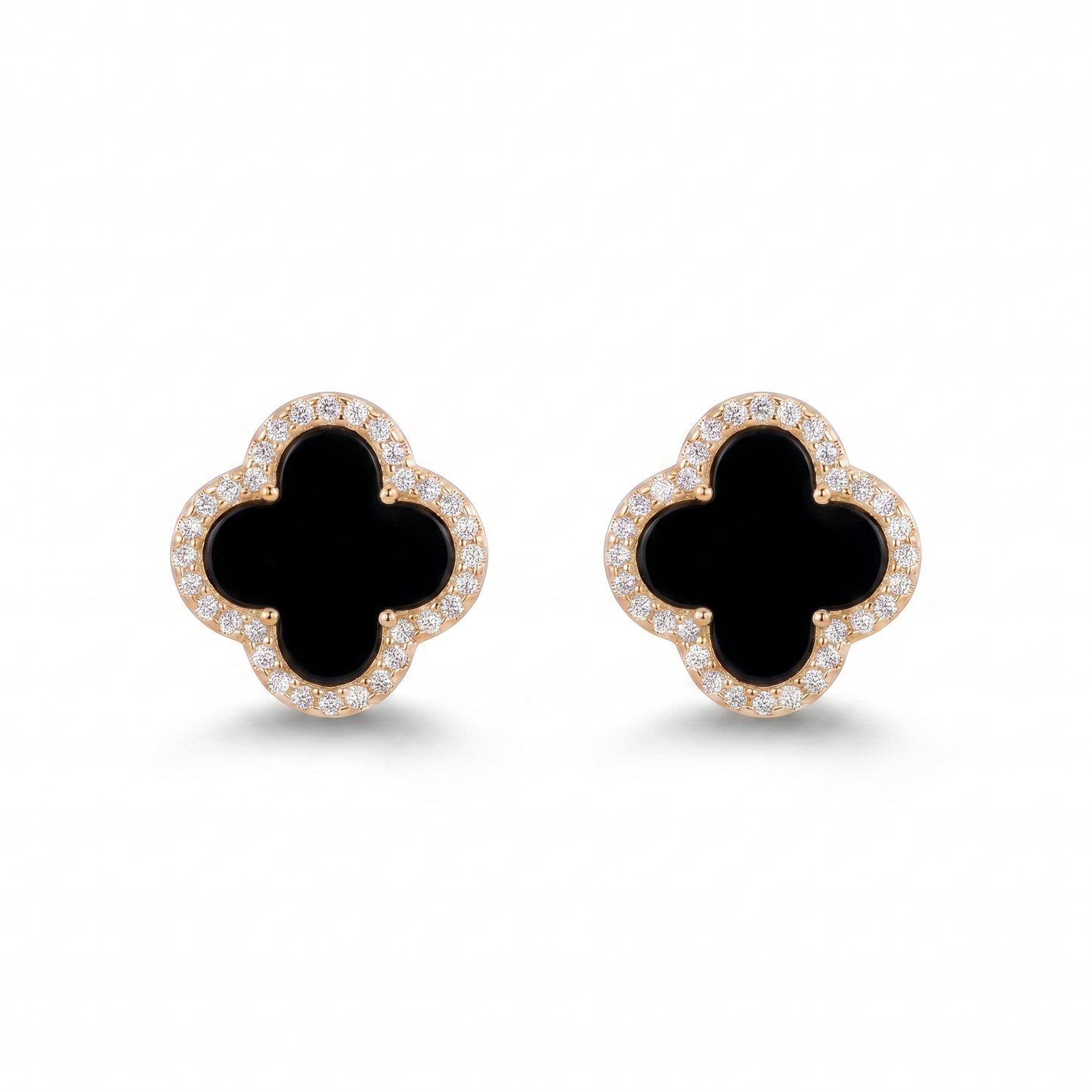 Jet Clover Post Earring - Gold