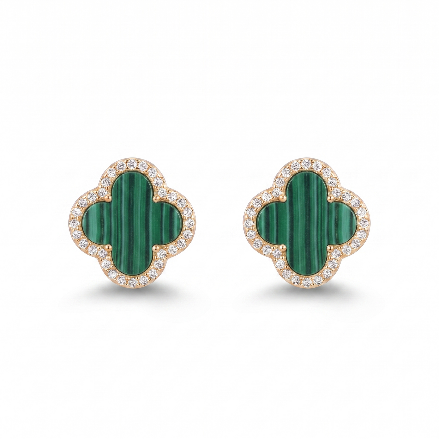 Green Clover Post Earring - Gold