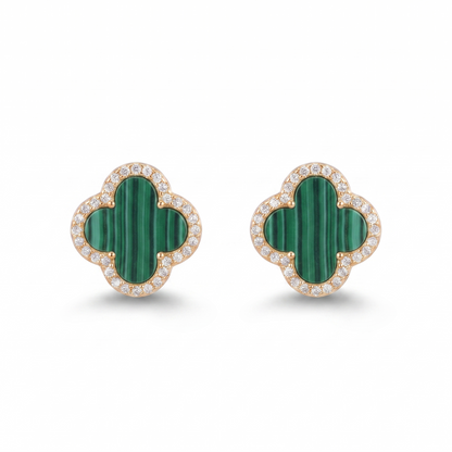 Green Clover Post Earring - Gold