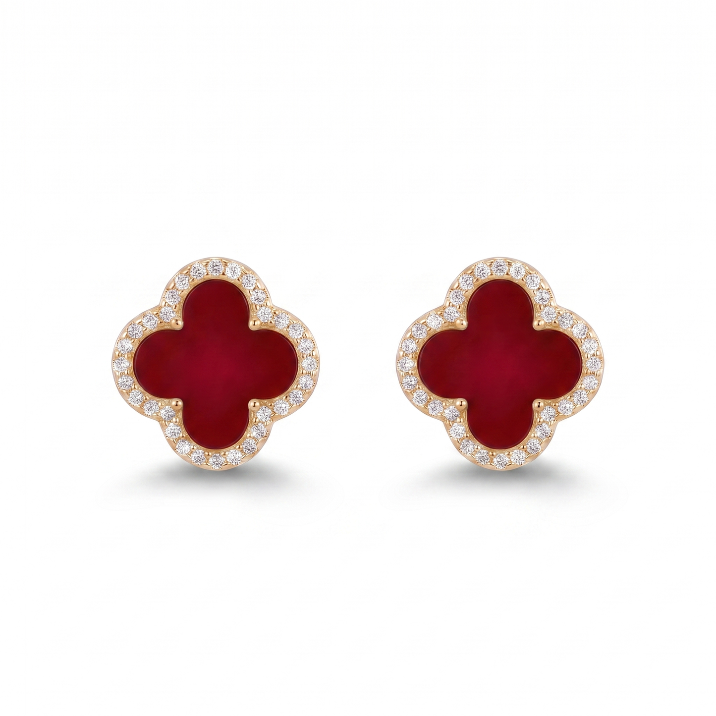 Red Clover Post Earring - Gold