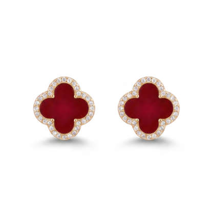 Red Clover Post Earring - Gold