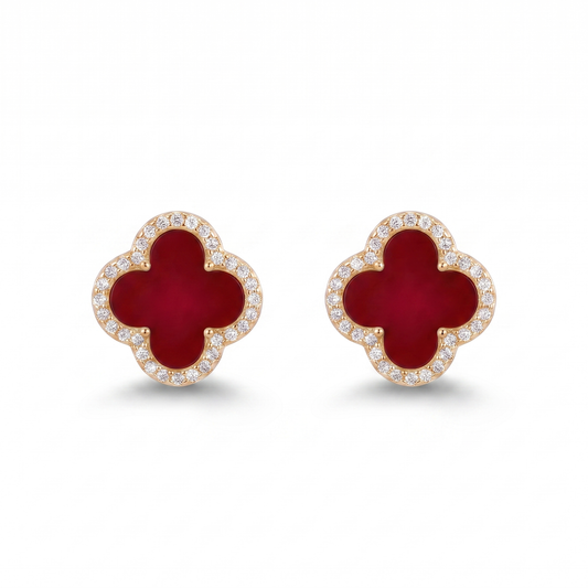 Red Clover Post Earring - Gold