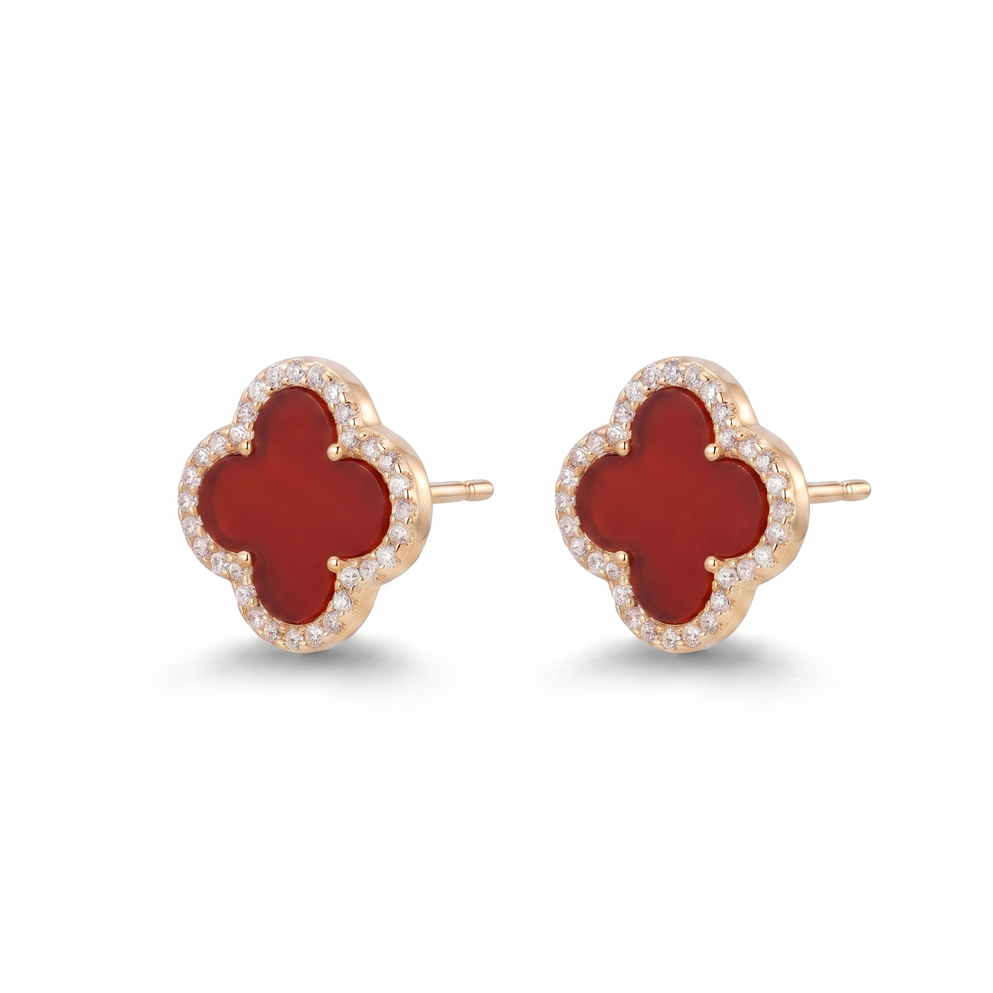 Red Clover Post Earring - Gold