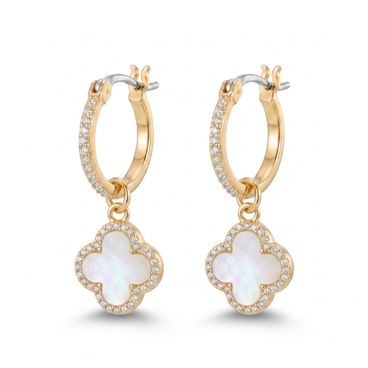 White Clover Drop Earring - Gold