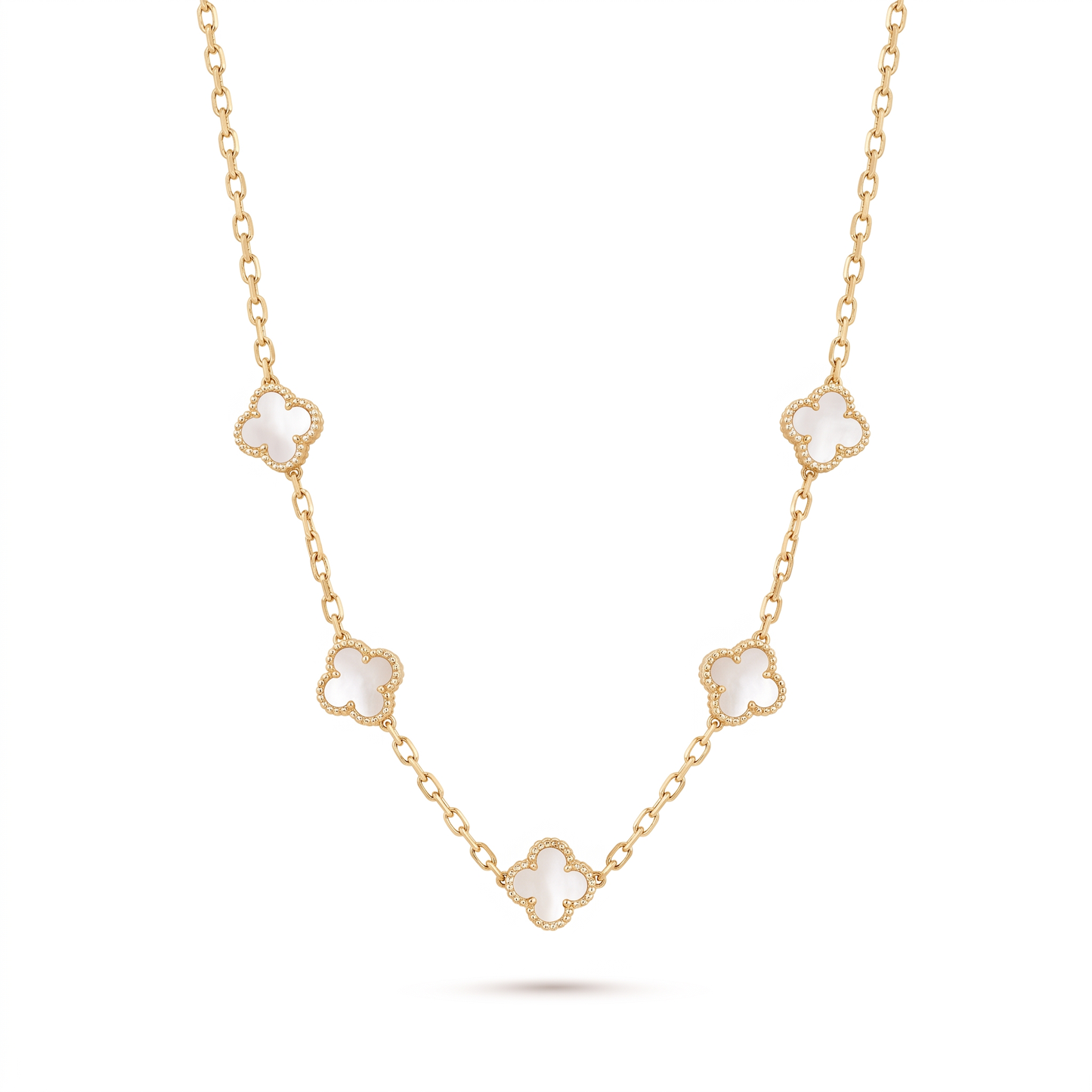 White Clover 5-Charm Necklace - Gold