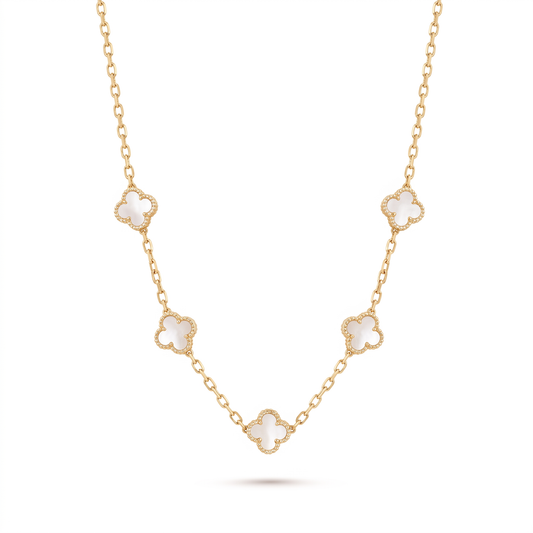 White Clover 5-Charm Necklace - Gold