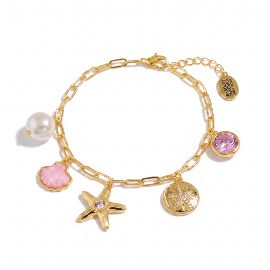 Shell Starfish 5-Charm Bracelet - Gold