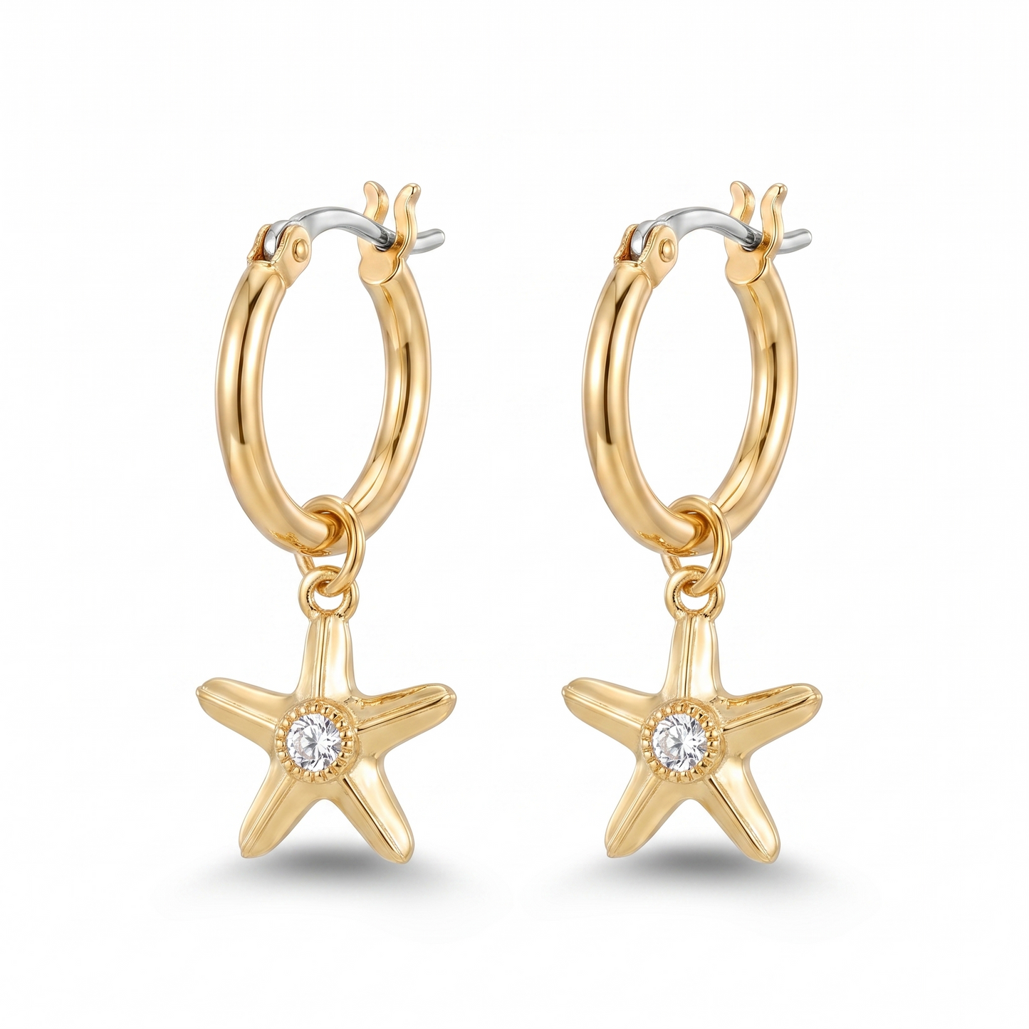 Crystal Starfish Drop Earring - Gold