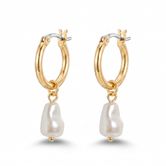 Fresh Water Pearl Drop Earring - Gold