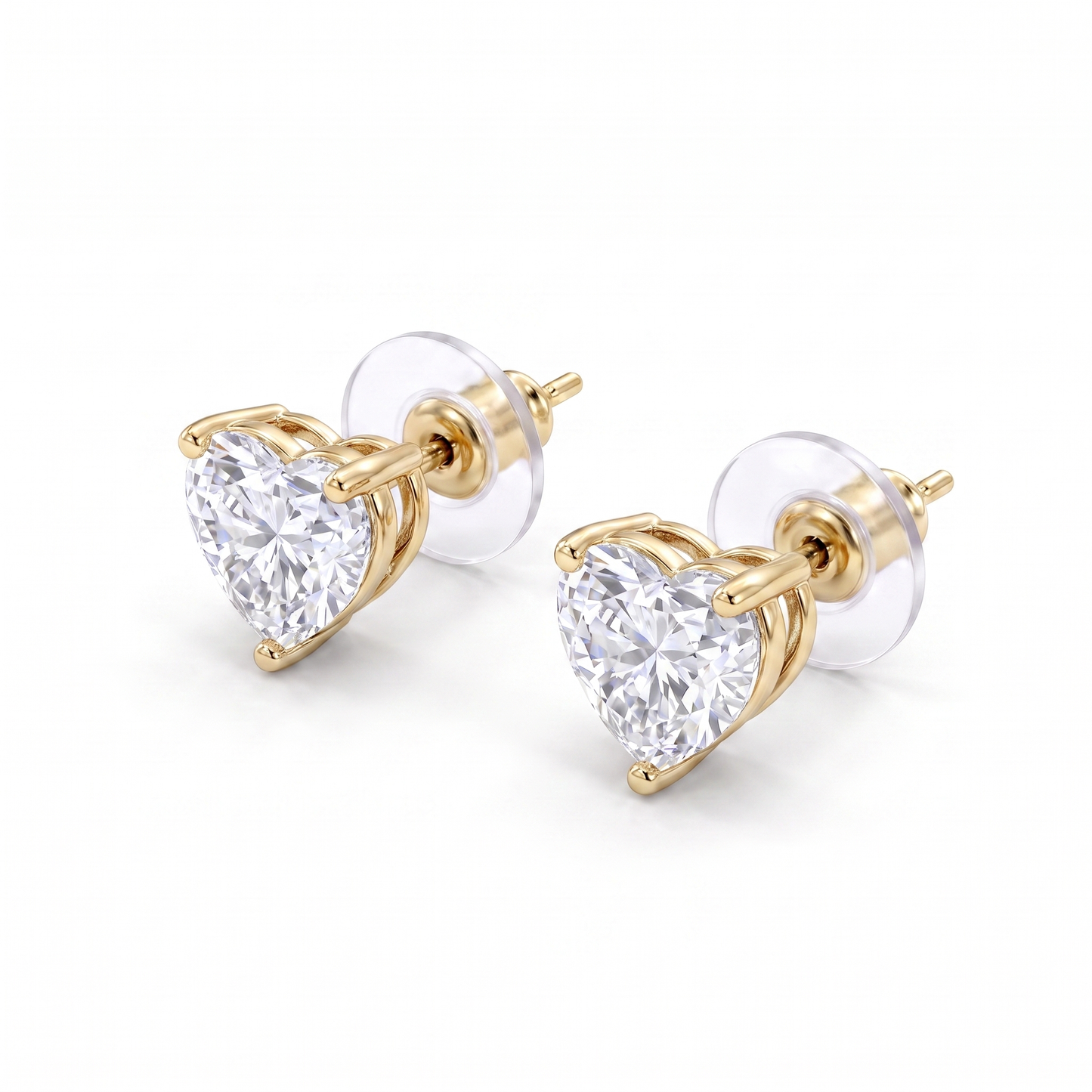 CZ Heart Shaped Stud Earring - Gold