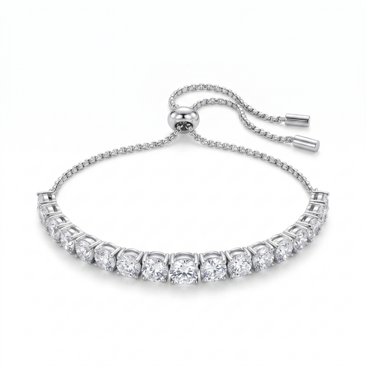 CZ Bolo Bracelet - Silver