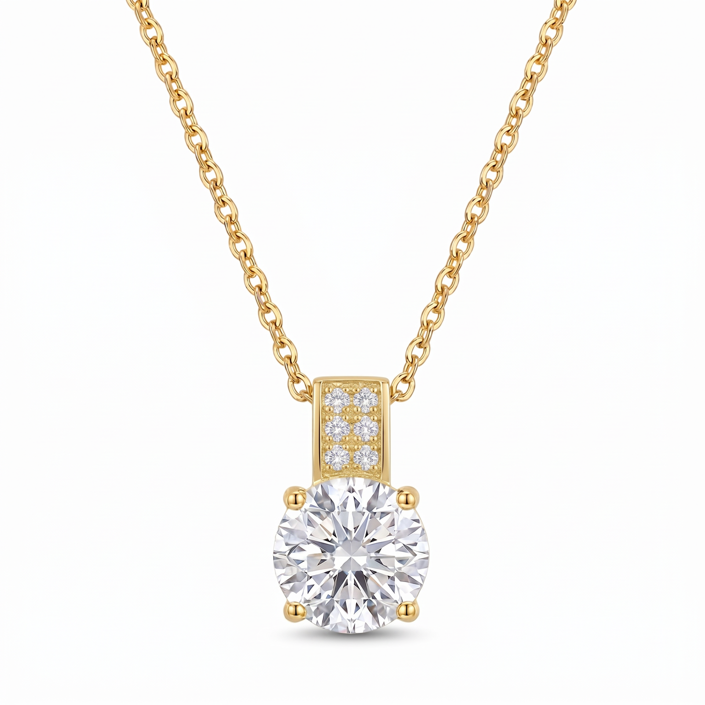 Luxe Round Stone Necklace - Gold Clear Crystal