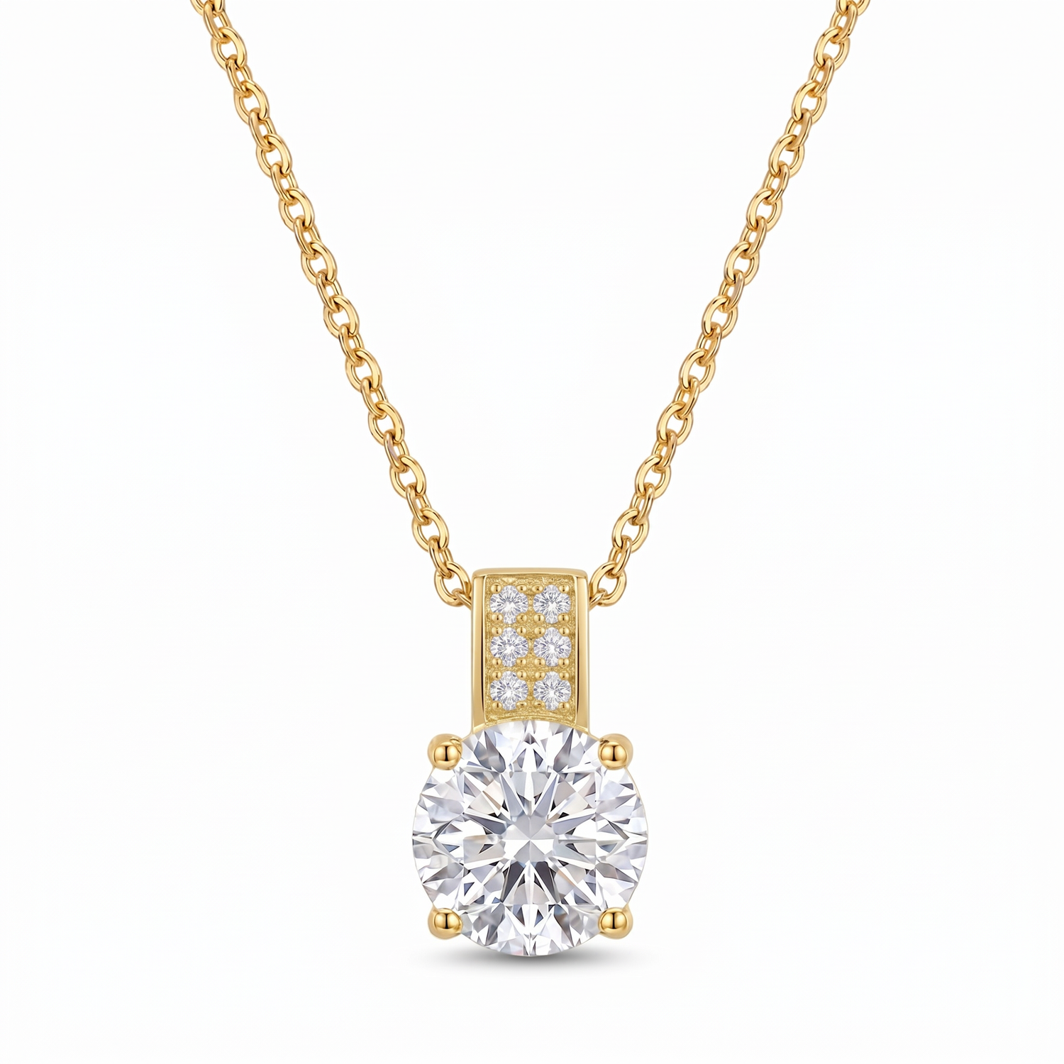 Luxe Round Stone Necklace - Gold Clear Crystal